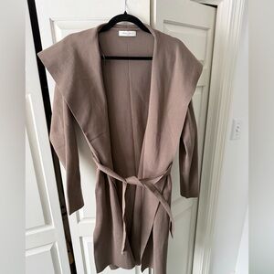Brown Hooded Belted Coat